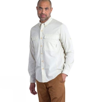 Camisa ExOfficio BugsAway Baja Sur Manga Larga Hombre - Blancas - Chile URW240681